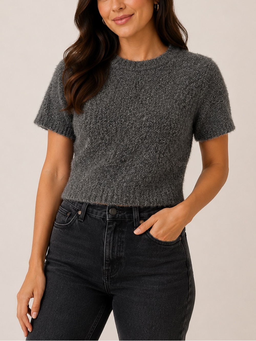 Calvin Klein Vintage Mohair Cropped Top | Size Large